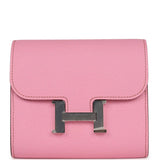 Hermes Constance Compact Wallet 5P Bubblegum Epsom Palladium Hardware