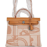 Hermes Herbag Zip PM 31 Brides de Gala Toile H Berline Natural Sable Palladium Hardware