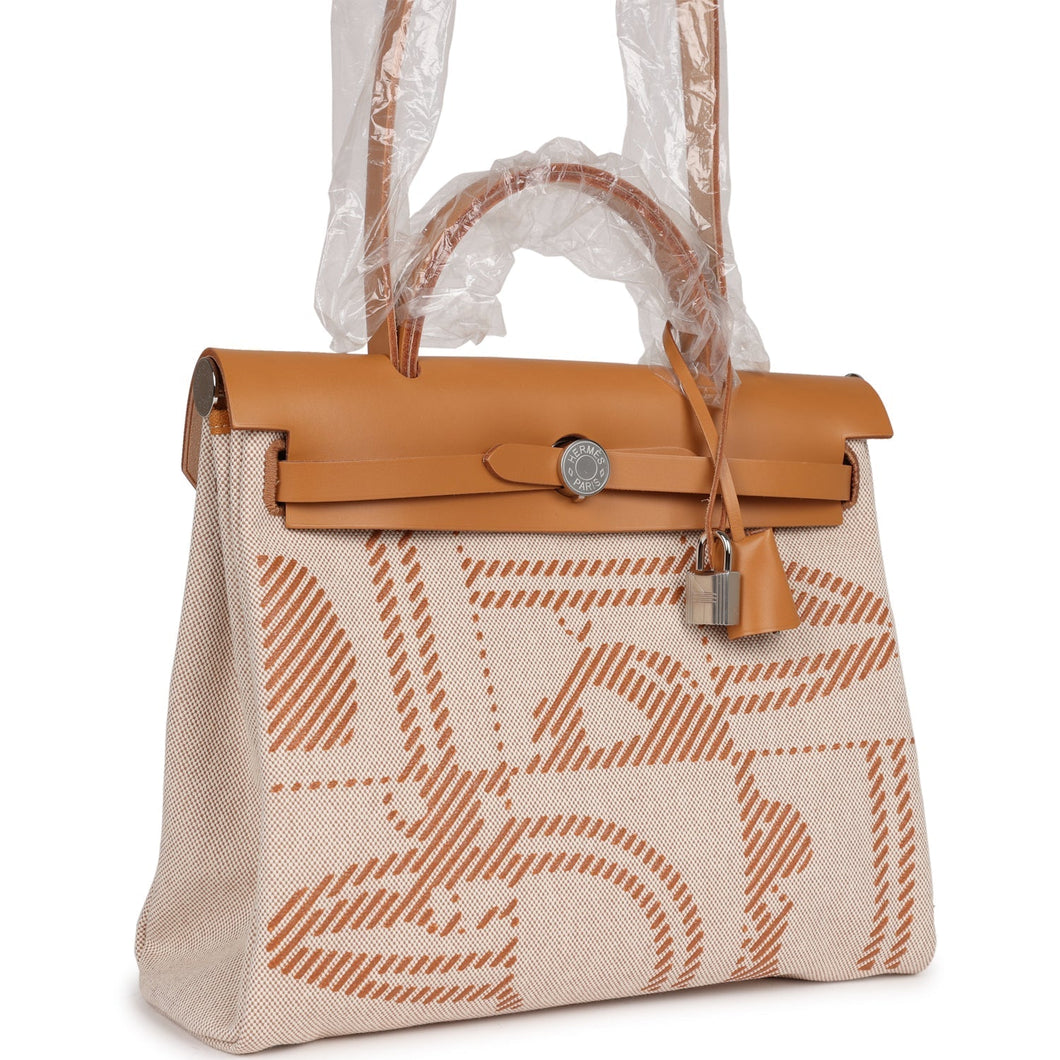 Hermes Herbag Zip PM 31 Brides de Gala Toile H Berline Natural Sable Palladium Hardware