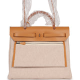Hermes Herbag Zip PM 31 Brides de Gala Toile H Berline Natural Sable Palladium Hardware