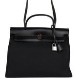 Hermes Herbag Zip PM 31 Black Toile H Berline Hunter Palladium Hardware
