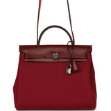 Hermes Herbag Zip Pm 31 Tri-Color Bubblegum/Rouge H/Rubis Toile and Vache Hunter Palladium Hardware