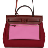 Hermes Herbag Zip Pm 31 Tri-Color Bubblegum/Rouge H/Rubis Toile and Vache Hunter Palladium Hardware