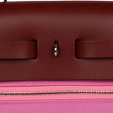 Hermes Herbag Zip Pm 31 Tri-Color Bubblegum/Rouge H/Rubis Toile and Vache Hunter Palladium Hardware