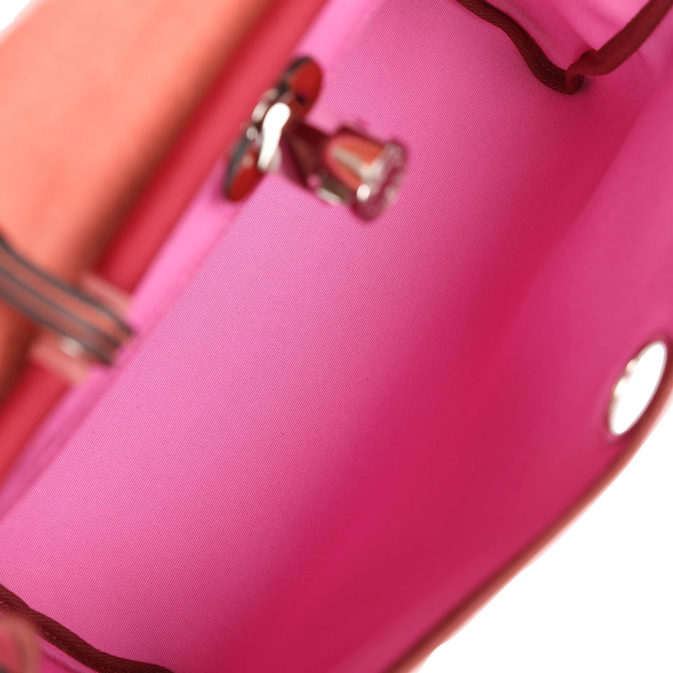 Hermes Herbag Zip Pm 31 Tri-Color Bubblegum/Rouge H/Rubis Toile and Vache Hunter Palladium Hardware