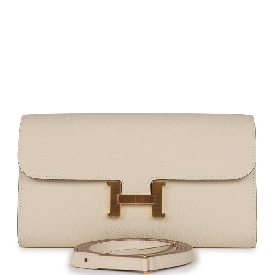 Hermes Constance To Go Wallet Craie Epsom Gold Hardware