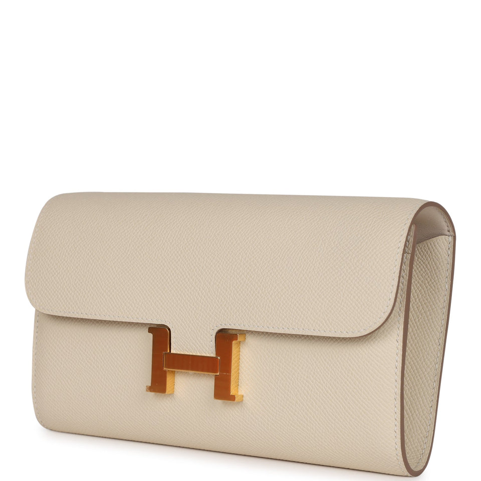Hermes Constance To Go Wallet Craie Epsom Gold Hardware