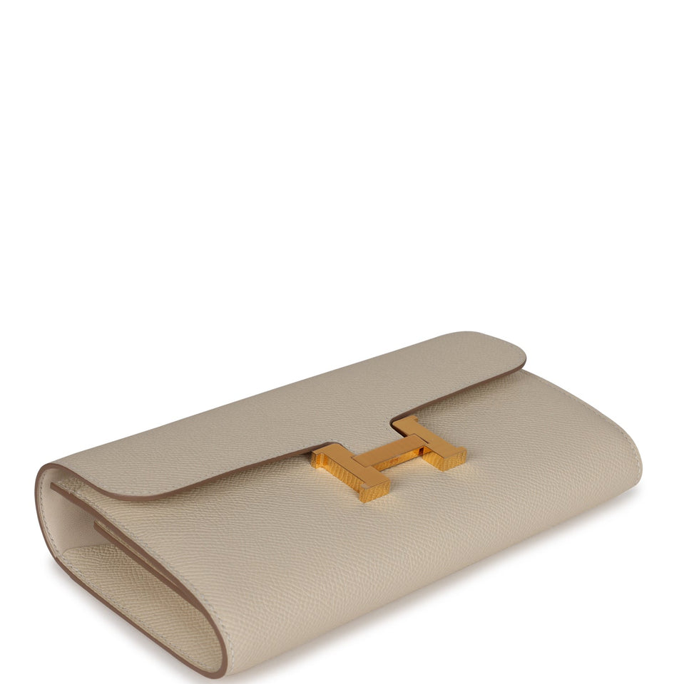 Hermes Constance To Go Wallet Craie Epsom Gold Hardware