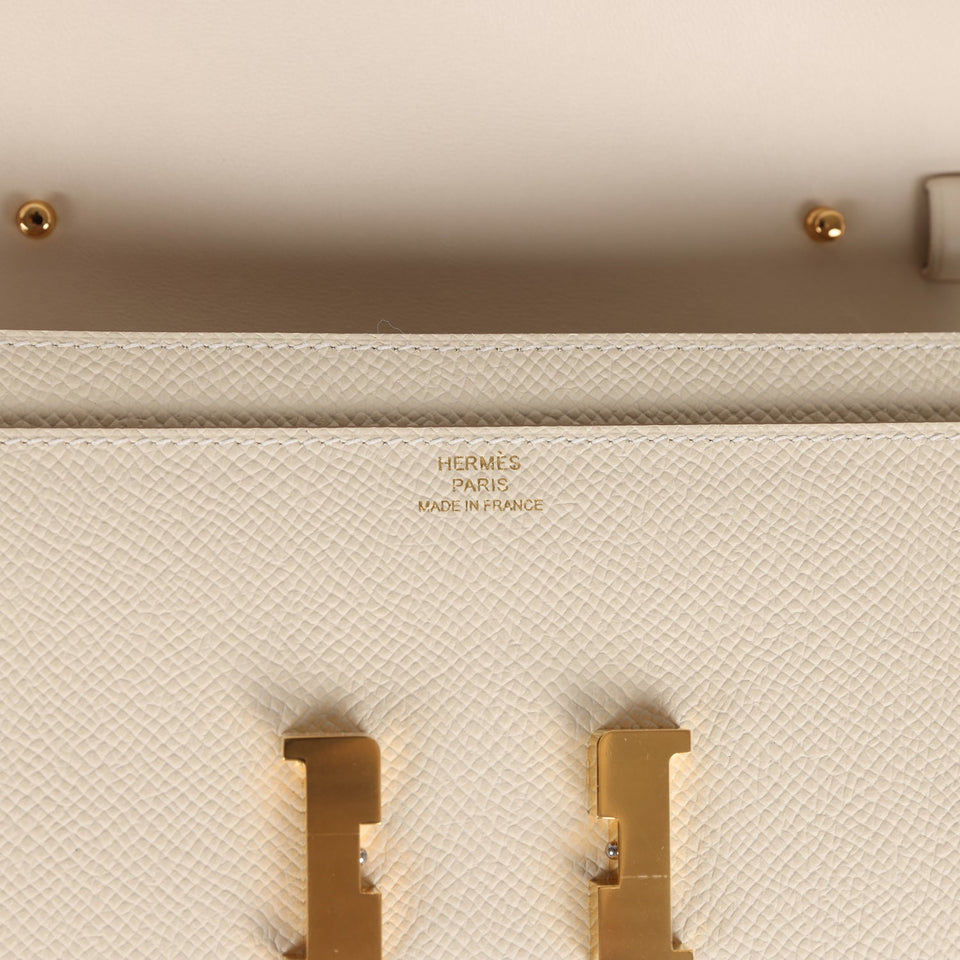 Hermes Constance To Go Wallet Craie Epsom Gold Hardware