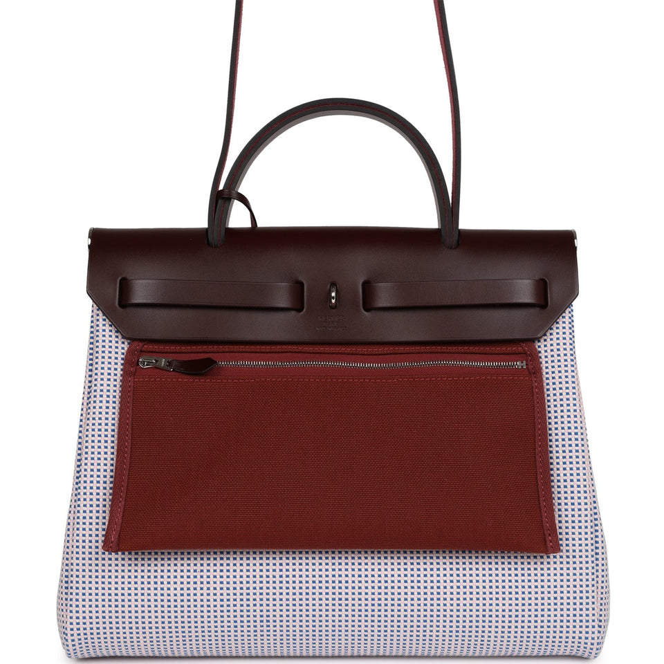Hermes Herbag Zip Pm 31 Rouge Sellier Vache Hunter Mauve, Bleu Bill, Rouge Sellier, & Ecru Criss Viking Toile Palladium Hardware