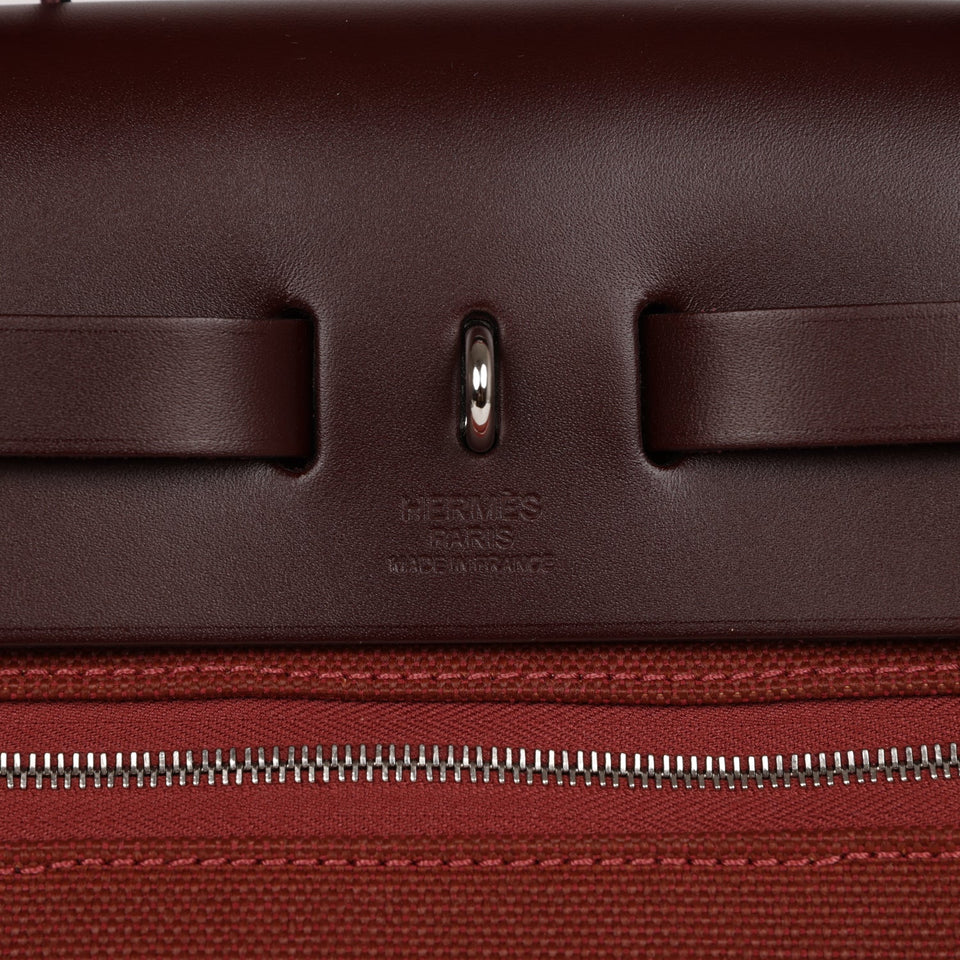 Hermes Herbag Zip Pm 31 Rouge Sellier Vache Hunter Mauve, Bleu Bill, Rouge Sellier, & Ecru Criss Viking Toile Palladium Hardware