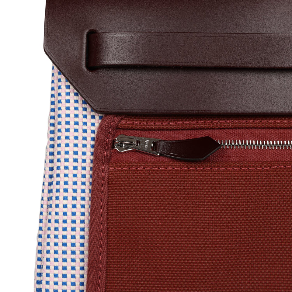 Hermes Herbag Zip Pm 31 Rouge Sellier Vache Hunter Mauve, Bleu Bill, Rouge Sellier, & Ecru Criss Viking Toile Palladium Hardware