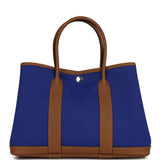 Hermes Garden Party 30  Bleu Electric Toile and Alezan Negonda Palladium Hardware