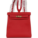 Hermes Kelly Ado II Backpack Rouge Casaque Clemence Gold Hardware