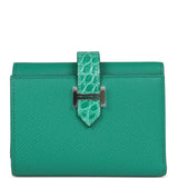 Hermes Bearn Compact Wallet Touch Vert Jade Alligator and Epsom Palladium Hardware