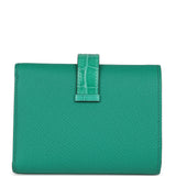 Hermes Bearn Compact Wallet Touch Vert Jade Alligator and Epsom Palladium Hardware