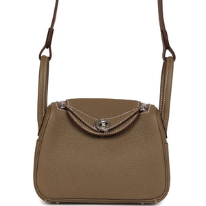 Hermes Mini Lindy Etoupe Clemence Palladium Hardware