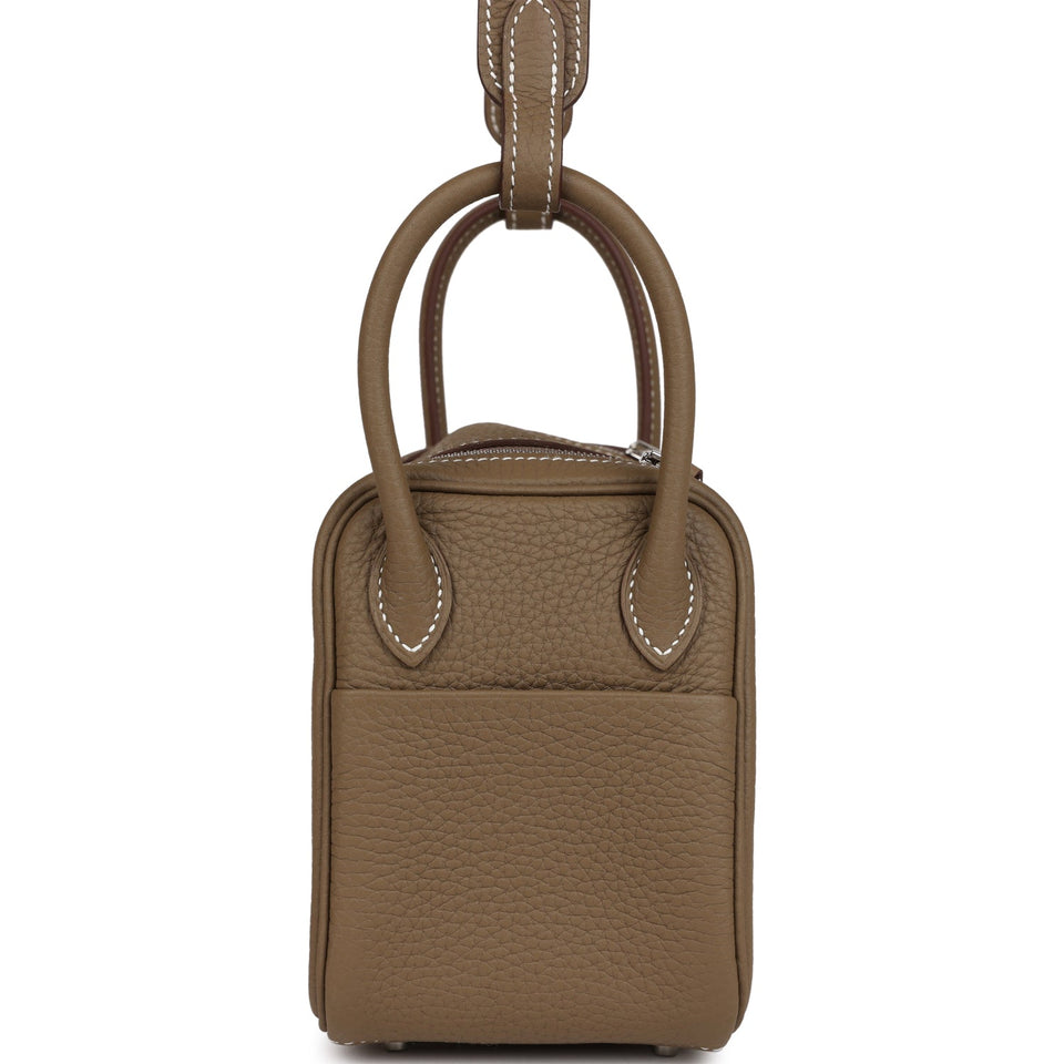 Hermes Mini Lindy Etoupe Clemence Palladium Hardware