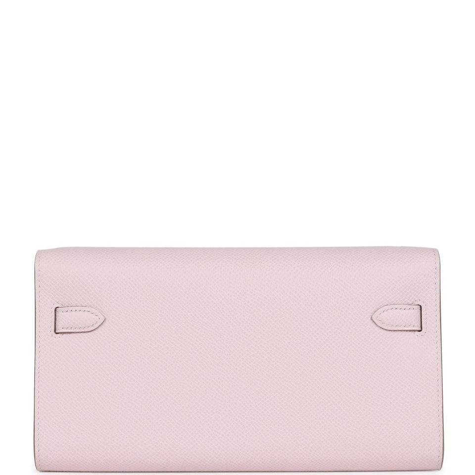 Hermes Kelly Wallet To Go Mauve Pale Epsom Palladium Hardware