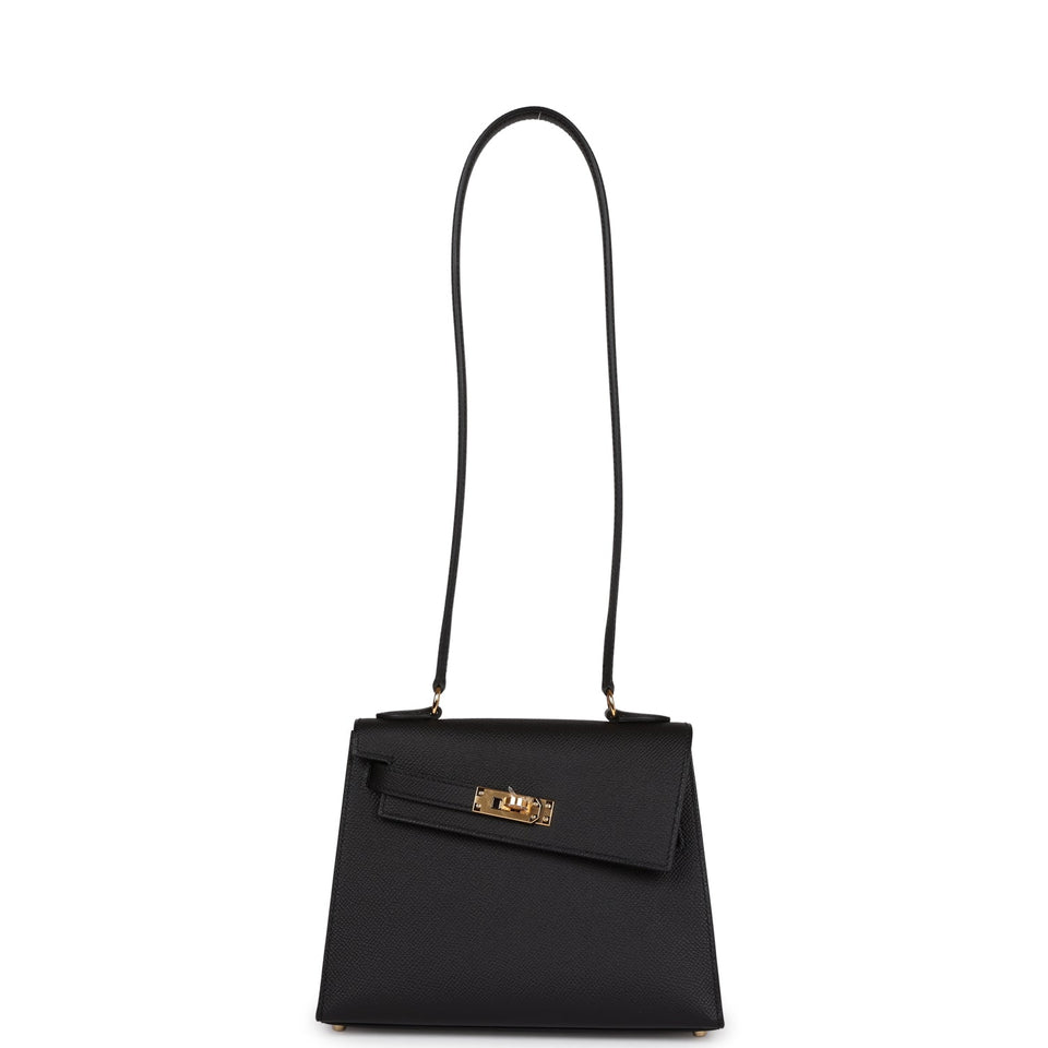 Hermes Kelly Sellier en Desordre 20 Black Epsom Gold Hardware