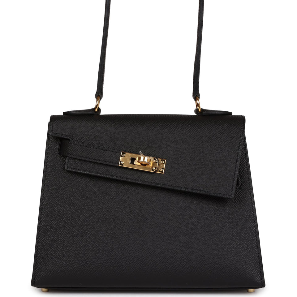 Hermes Kelly Sellier en Desordre 20 Black Epsom Gold Hardware