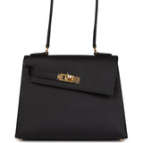 Hermes Kelly Sellier en Desordre 20 Black Epsom Gold Hardware