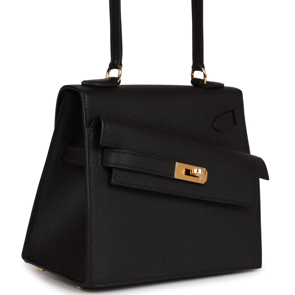 Hermes Kelly Sellier en Desordre 20 Black Epsom Gold Hardware