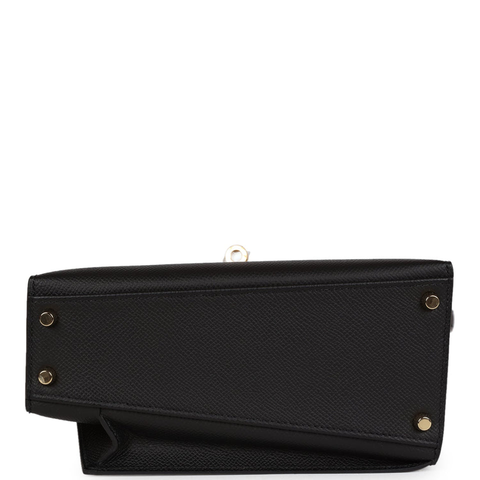 Hermes Kelly Sellier en Desordre 20 Black Epsom Gold Hardware