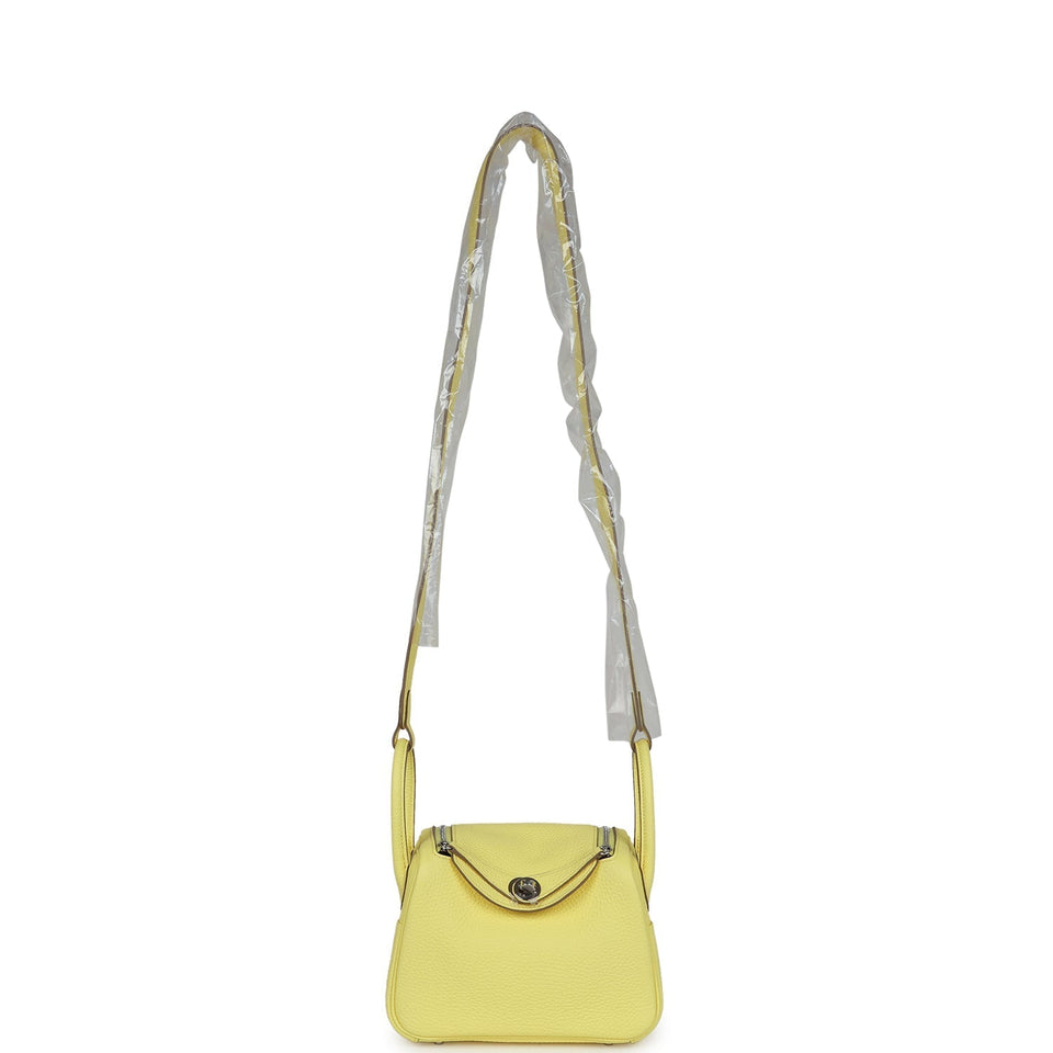 Hermes Mini Lindy Limoncello Clemence Palladium Hardware
