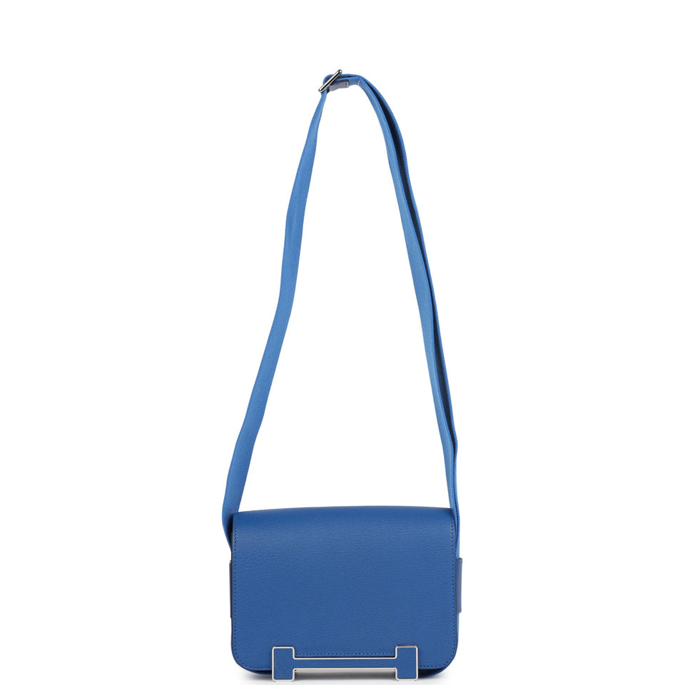 Hermes Geta Bag Bleu France Chevre Palladium Hardware