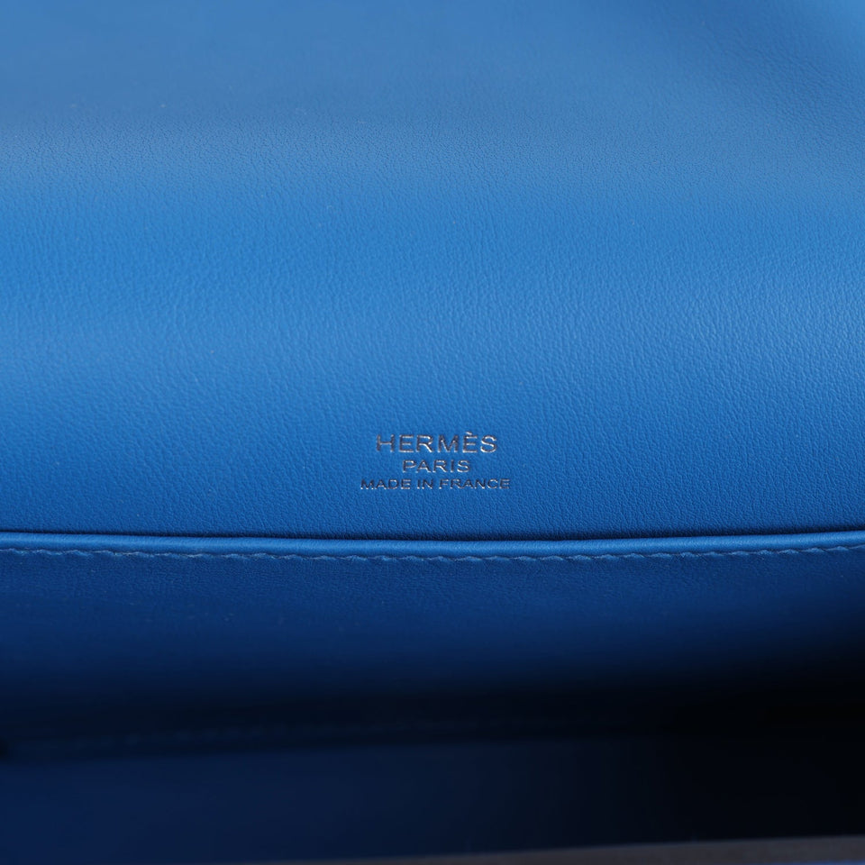 Hermes Geta Bag Bleu France Chevre Palladium Hardware