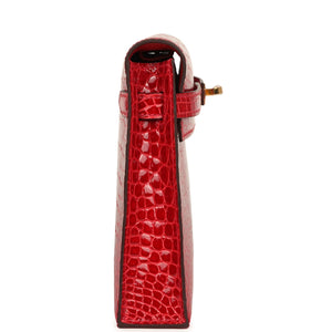 Hermes Kelly Elan Braise Shiny Porosus Crocodile Gold Hardware