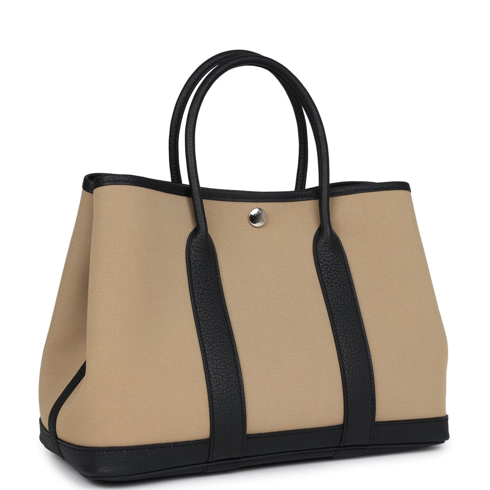 Hermes Garden Party 30 Trench Toile and Black Negonda Palladium Hardware