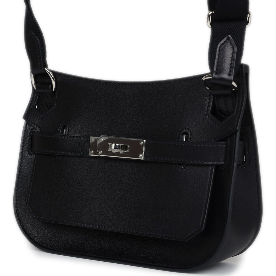Hermes Jypsiere Mini Black Evercolor Palladium Hardware