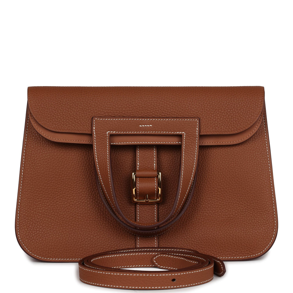 Hermes Halzan 31 Gold Clemence Gold Hardware