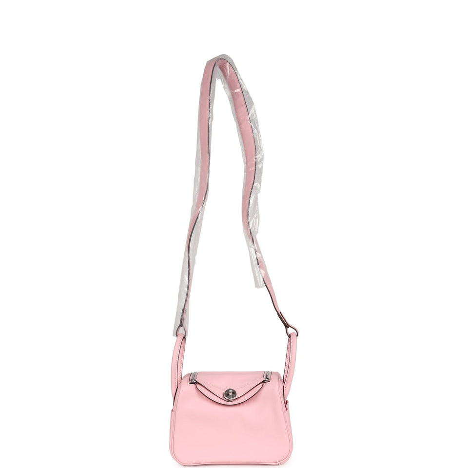 Hermes Mini Lindy Rose Sakura Swift Palladium Hardware