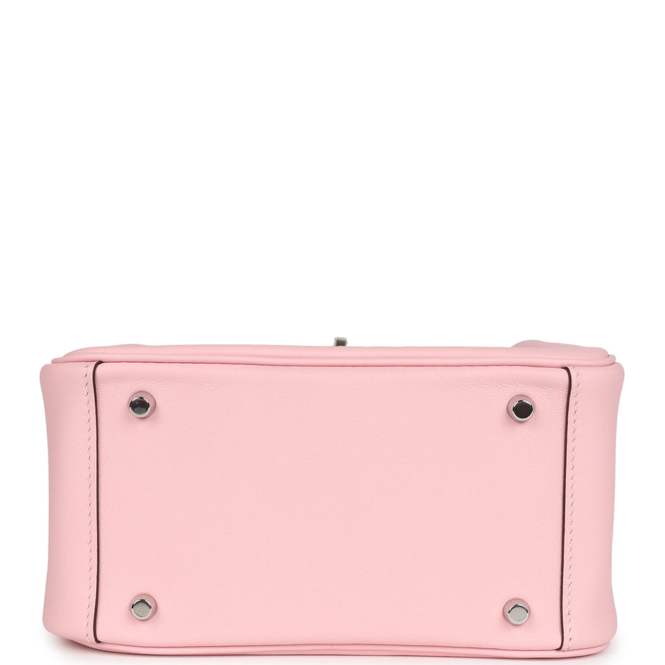 Hermes Mini Lindy Rose Sakura Swift Palladium Hardware