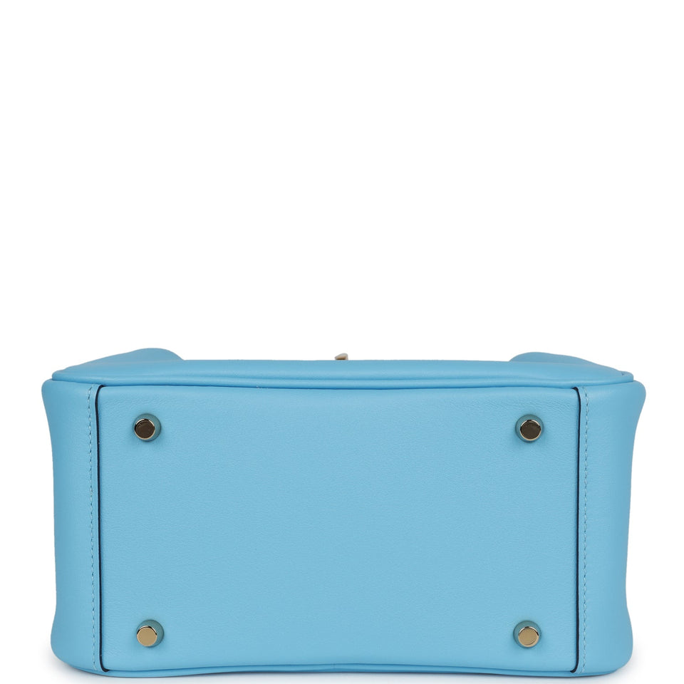 Hermes Mini Lindy Celeste Swift Gold Hardware