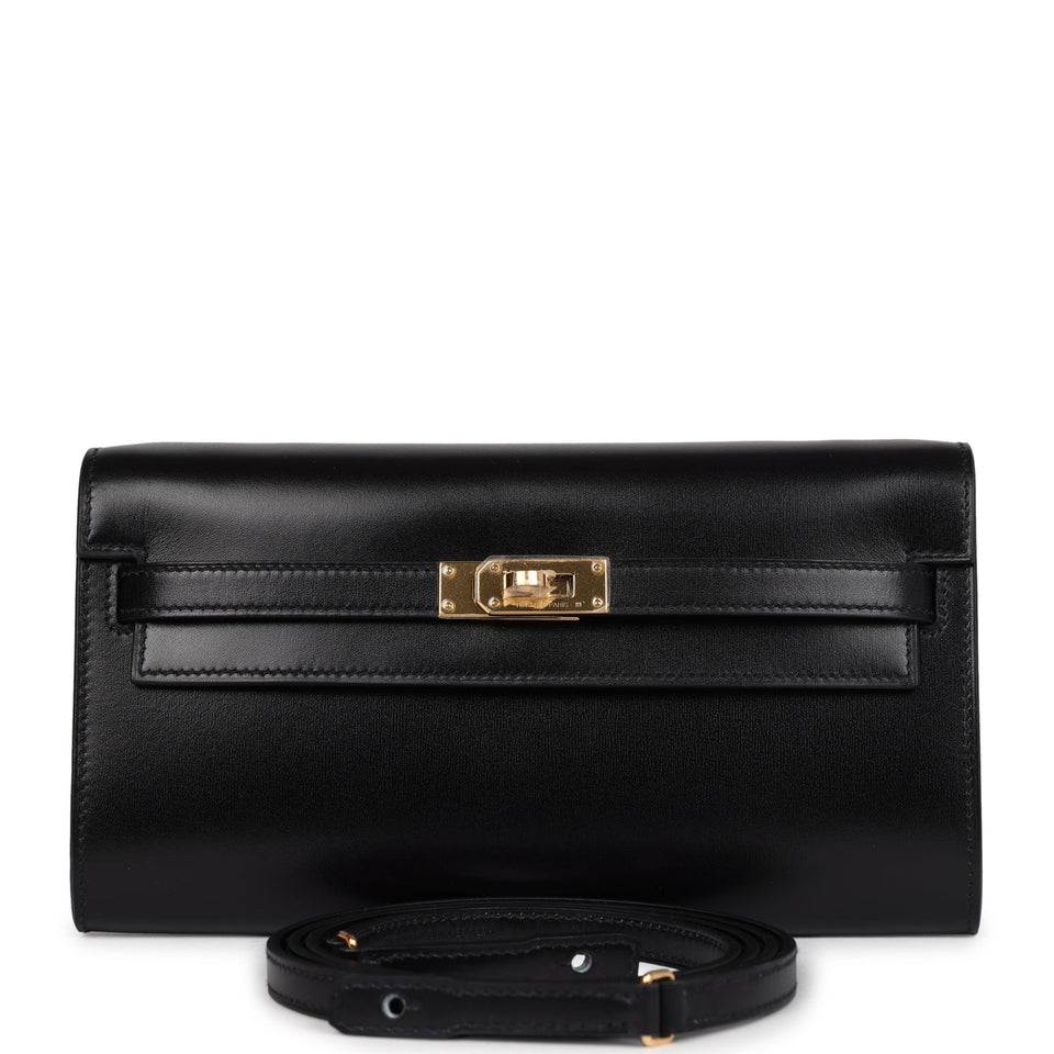Hermes Kelly Wallet To Go Black Box Gold Hardware