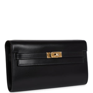 Hermes Kelly Wallet To Go Black Box Gold Hardware