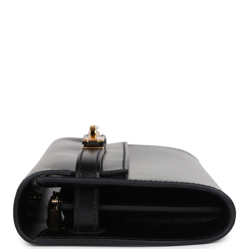 Hermes Kelly Wallet To Go Black Box Gold Hardware