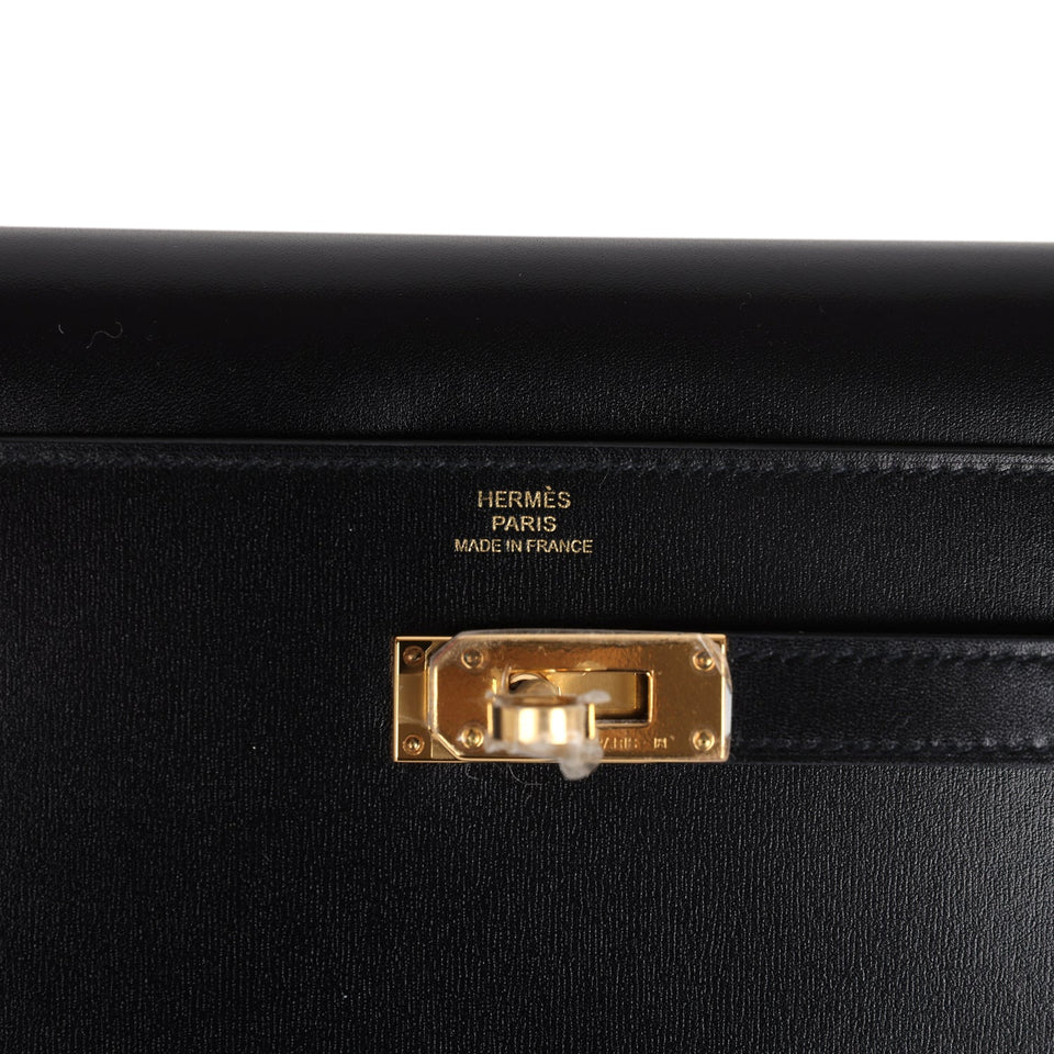 Hermes Kelly Wallet To Go Black Box Gold Hardware