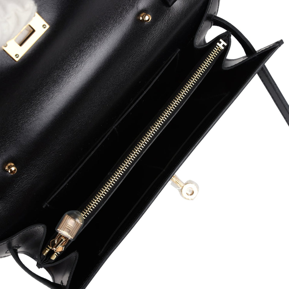 Hermes Kelly Wallet To Go Black Box Gold Hardware