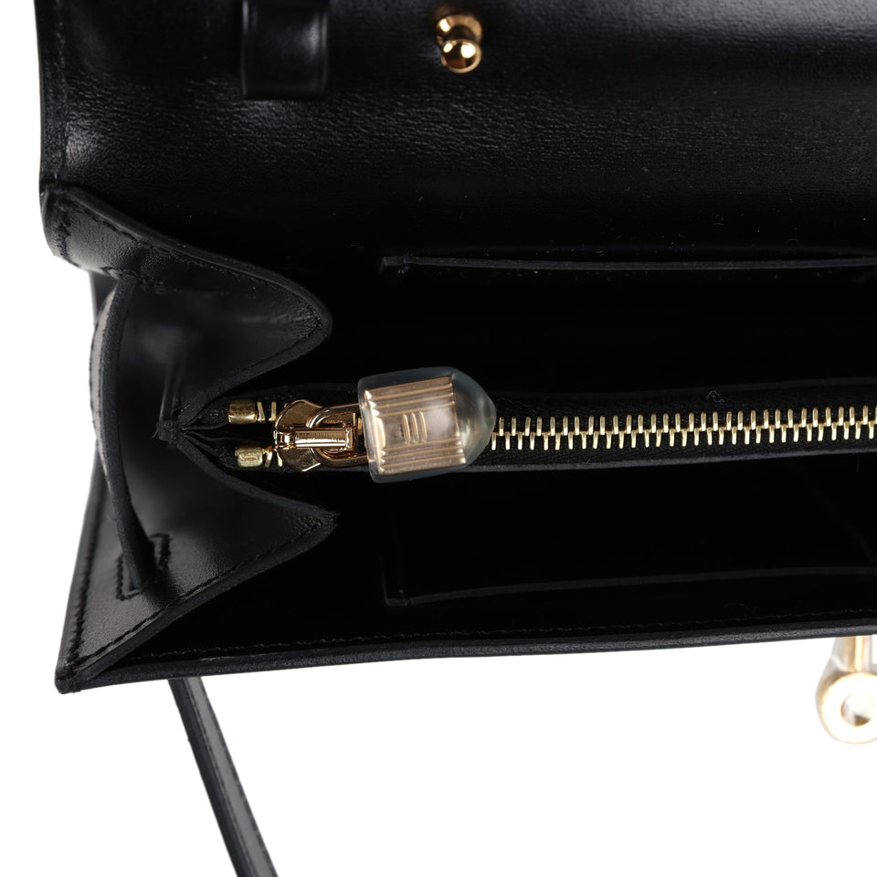 Hermes Kelly Wallet To Go Black Box Gold Hardware