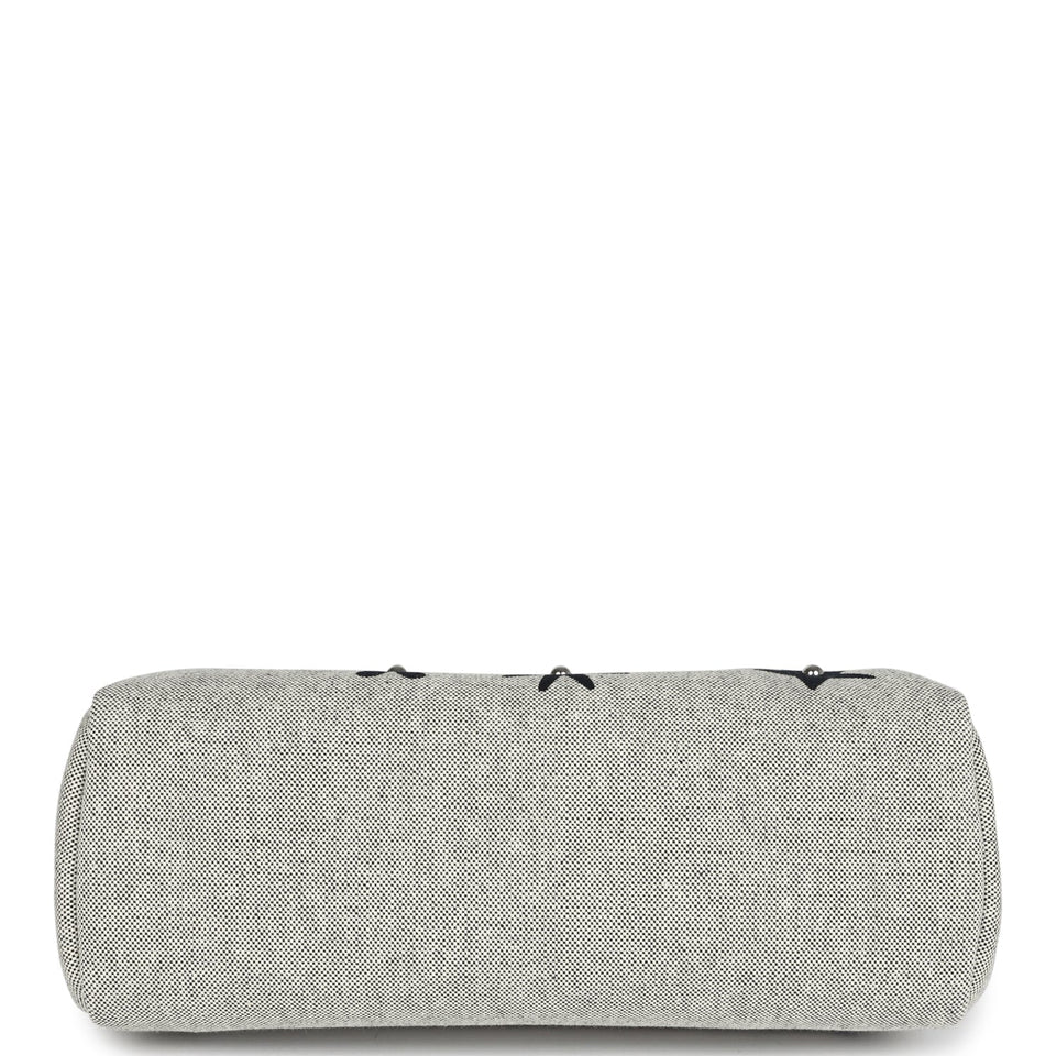 Hermes Herbag Zip 31 PM Hobnailed Black and Ecru Printed H Plume Canvas and Vache Hunter Palladium Hardware