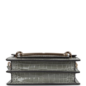 Hermes Mini Roulis Gris Ciment Shiny Alligator Permabrass Hardware
