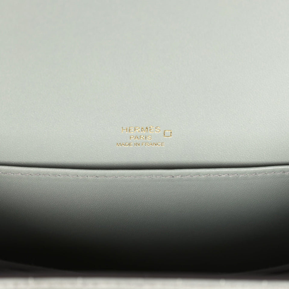 Hermes Mini Roulis Gris Ciment Shiny Alligator Permabrass Hardware