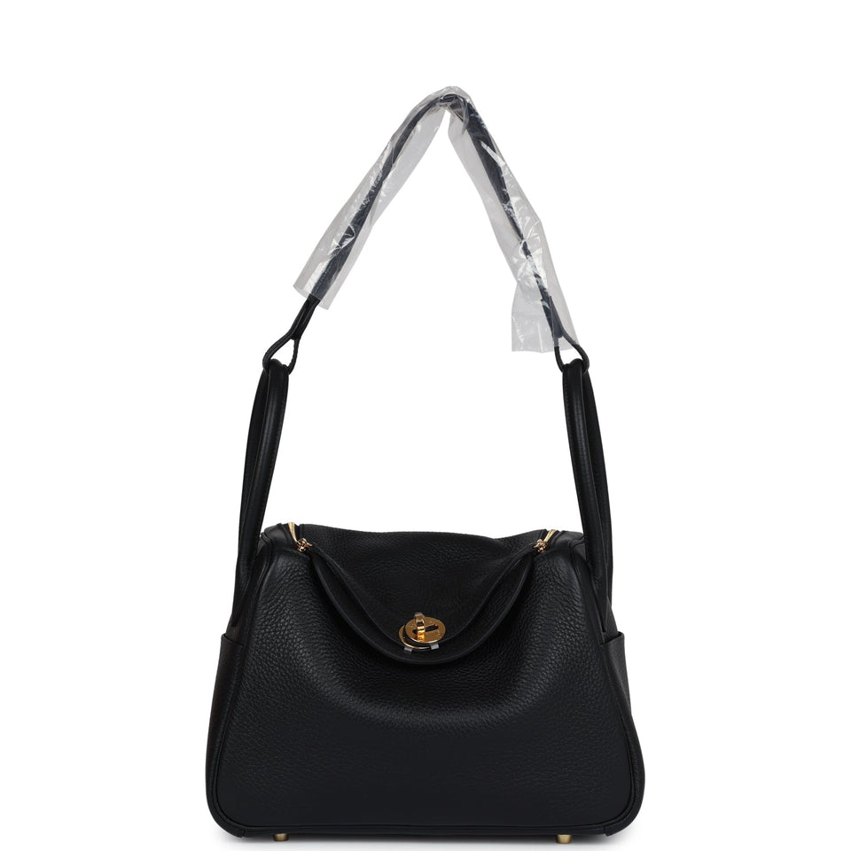Hermes Lindy 26 Black Clemence Gold Hardware