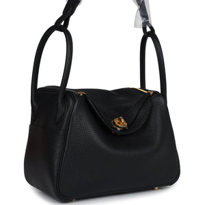 Hermes Lindy 26 Black Clemence Gold Hardware