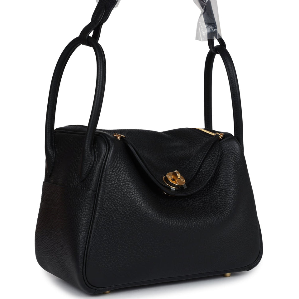 Hermes Lindy 26 Black Clemence Gold Hardware